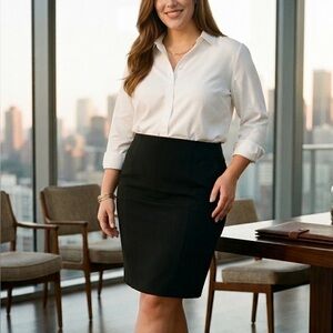 L.K. Bennett London Jodie Black Wool Blend Tailored Pencil Skirt - US 12 / UK 16